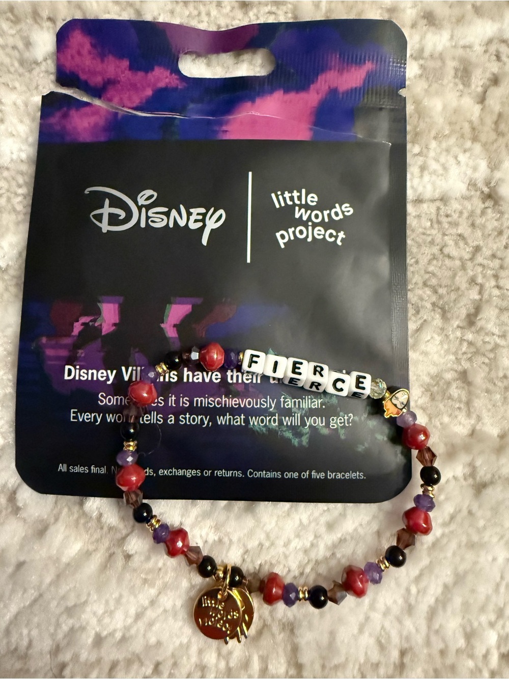Disney Little Words Project "Fierce" Evil Queen Beaded Bracelet - Pink & Purple